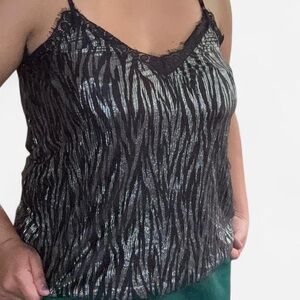 H&M Black and Silver Zebra Print Cami